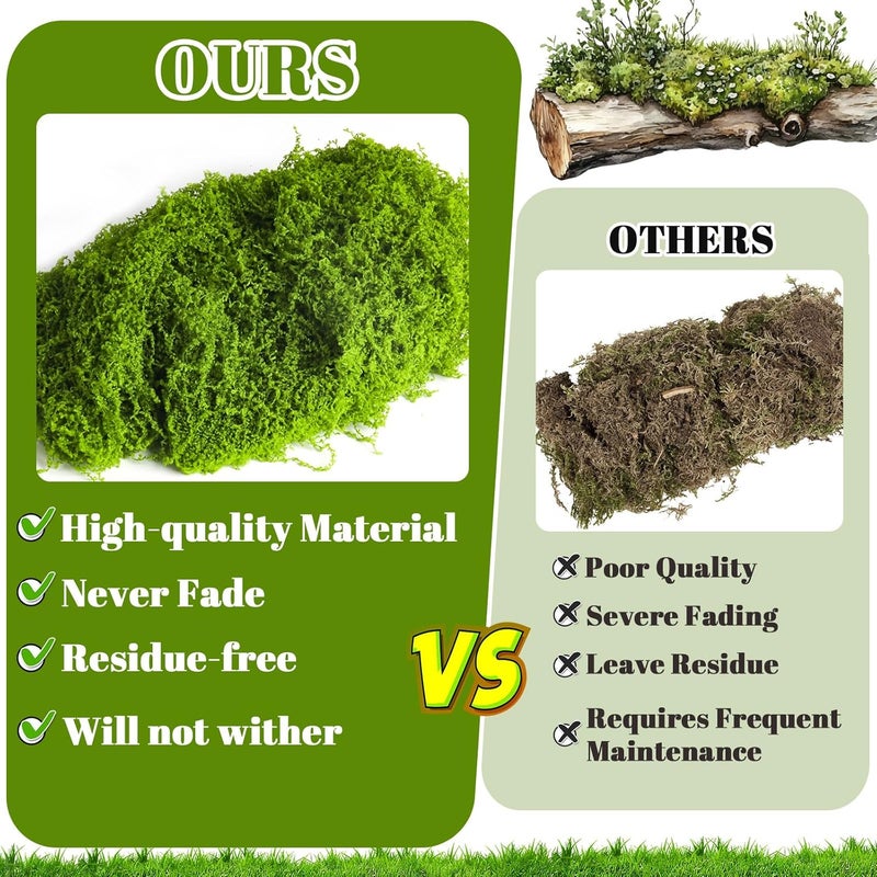 CXIIPOL 15.1 OZ Fake Green Moss for Crafts, Artificial Moss for Indoor Plants, Decorative Light Green Artificial Fake Moss for Fairy Garden Decor, Wedding Centerpieces, Floral DIY Projects - Image 3